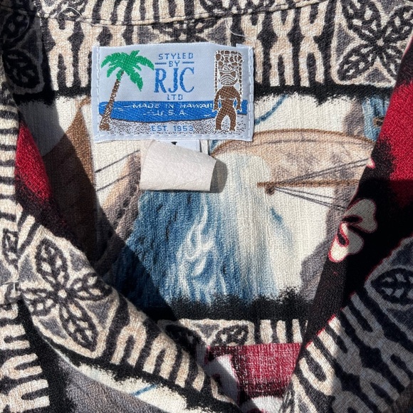 Men's RJC Hawaiian Shirt Multicolor Sailboat L Tropic Beach Luau Surf USA Island - Picture 3 of 14